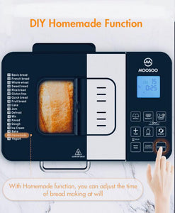 Máquina de fazer pão - 25 programas, tela de toque inteligente multifuncional com temporizador de 15 horas
