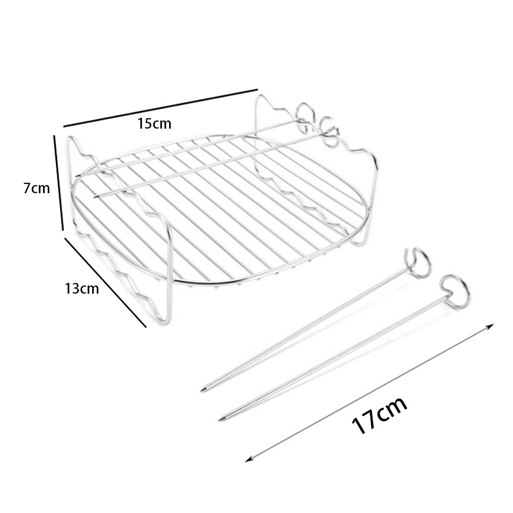 Barbecue Friggitrice Aria Aste con ganci rapidi Supporto In Acciaio Inox 2 Vassoi cottura