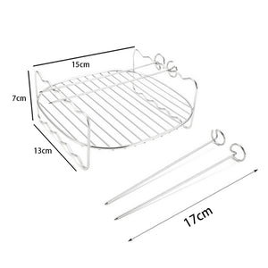 Barbecue Friggitrice Aria Aste con ganci rapidi Supporto In Acciaio Inox 2 Vassoi cottura