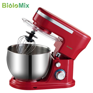 BioloMix 1200W 5L tazón de acero inoxidable 6 velocidades cocina batidora de pie crema batidor de huevos batidora amasadora de masa batidora 