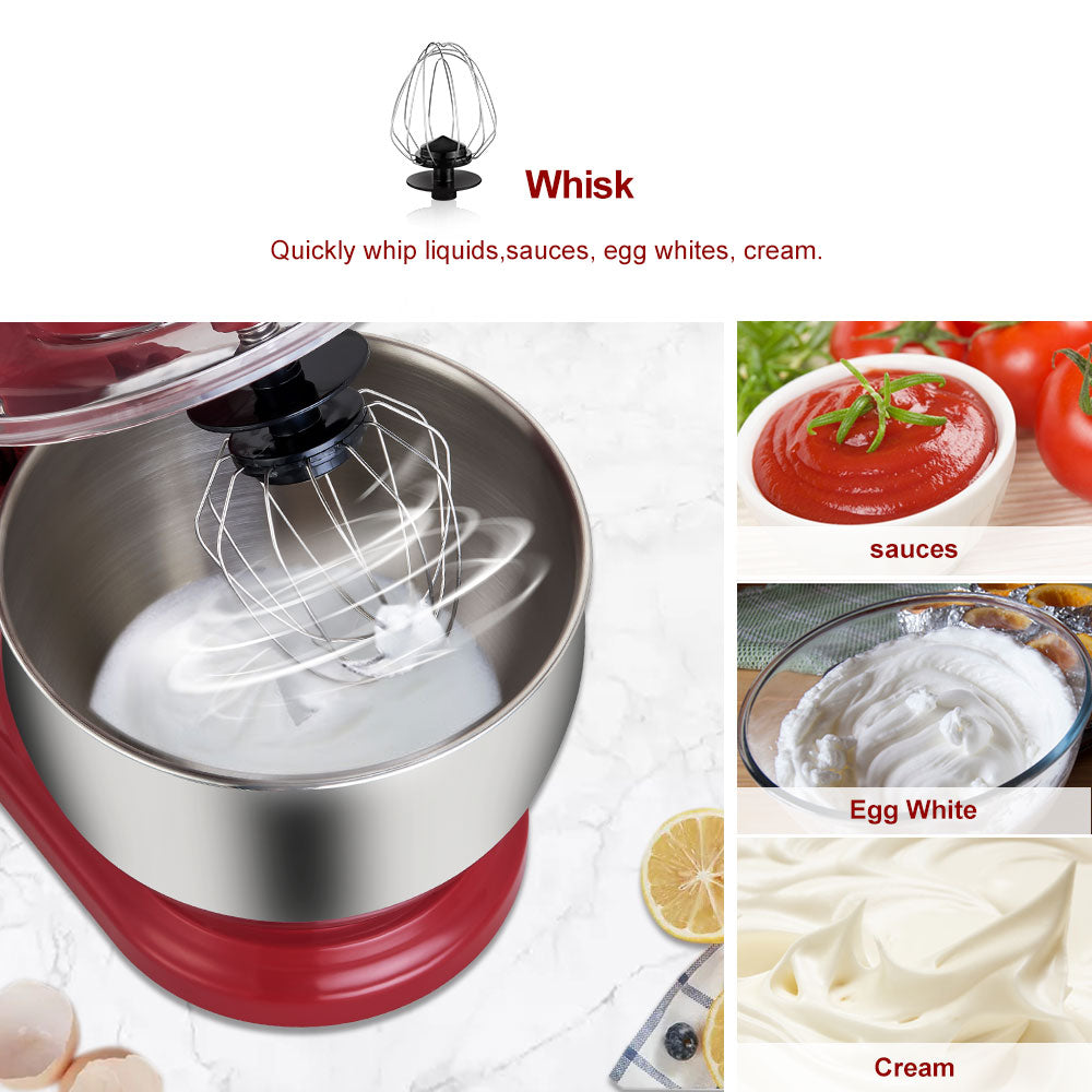 BioloMix 1200W  5L Stainless Steel Bowl 6-speed Kitchen Food Stand Mixer Cream Egg Whisk Whip Dough Kneading Mixer Blender